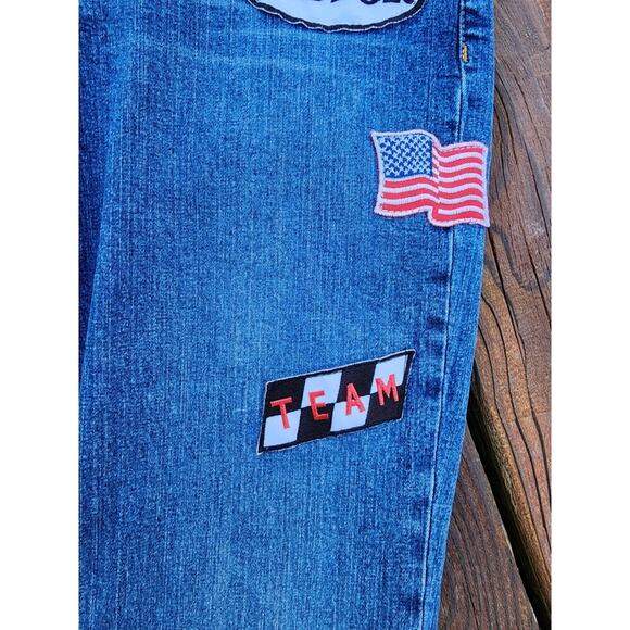 RARE Vintage 90s Allen B Racing Flare Jeans 28 USA NASCAR Drag Race Speedway Y2K - Picture 7 of 17